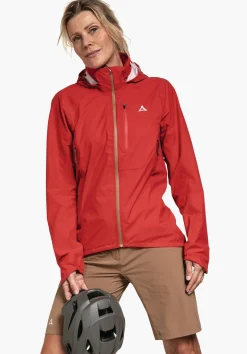 WOMEN SCHÖFFEL Bike<Breathable rain jacket for cycle trips red