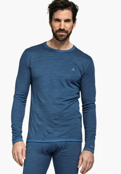 MEN SCHÖFFEL Skiing|Trek & Hike<Climate-regulating merino longsleeve blue