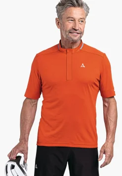 MEN SCHÖFFEL Bike<Lightweight bike shirt with half zip orange