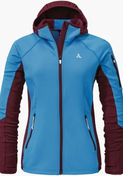 WOMEN SCHÖFFEL Trek & Hike<Sporty fleece hoody in material mix red