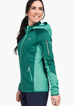 WOMEN SCHÖFFEL Trek & Hike<Sporty fleece hoody in material mix red