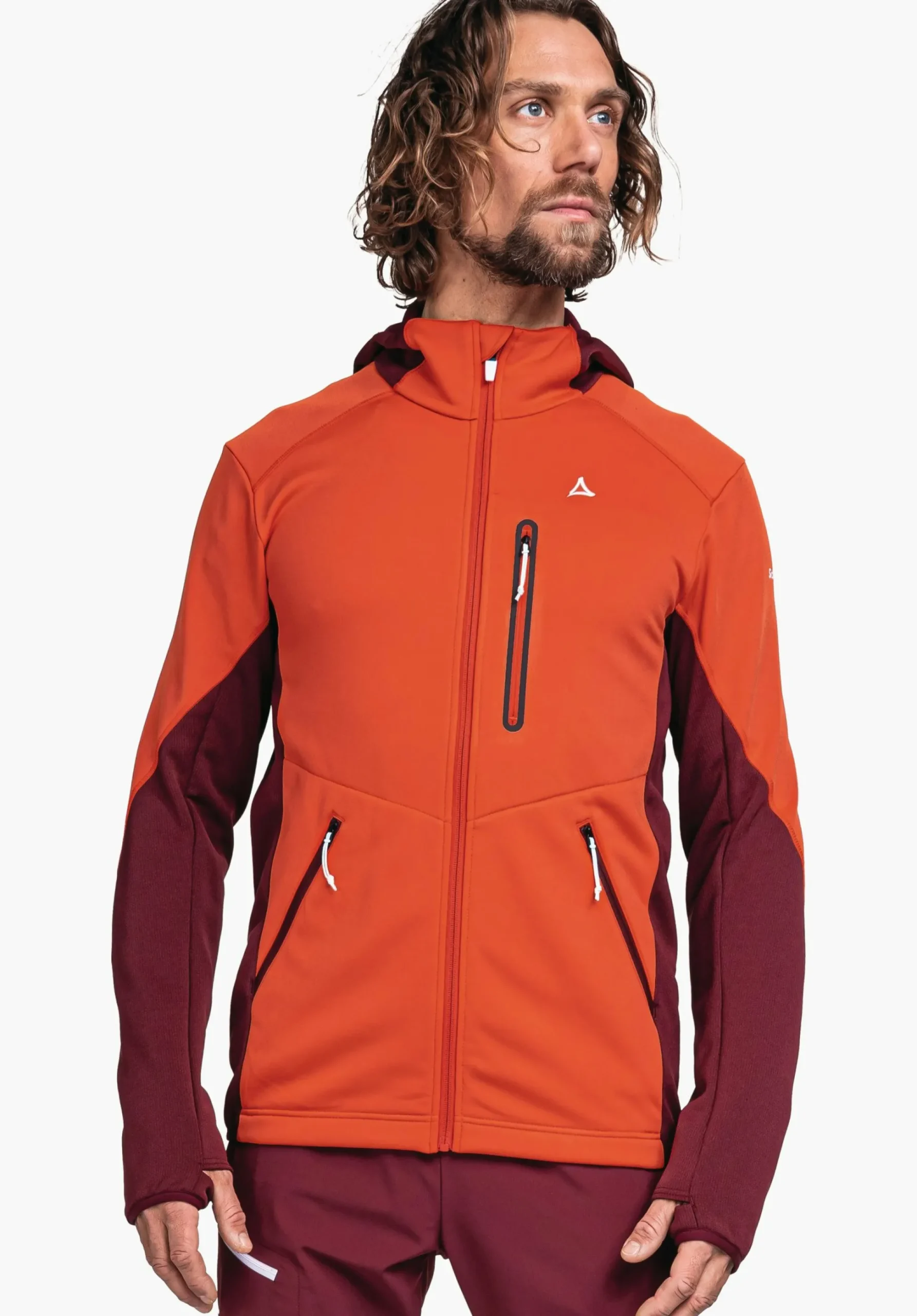 MEN SCHÖFFEL Trek & Hike<Sporty fleece hoody in material mix orange