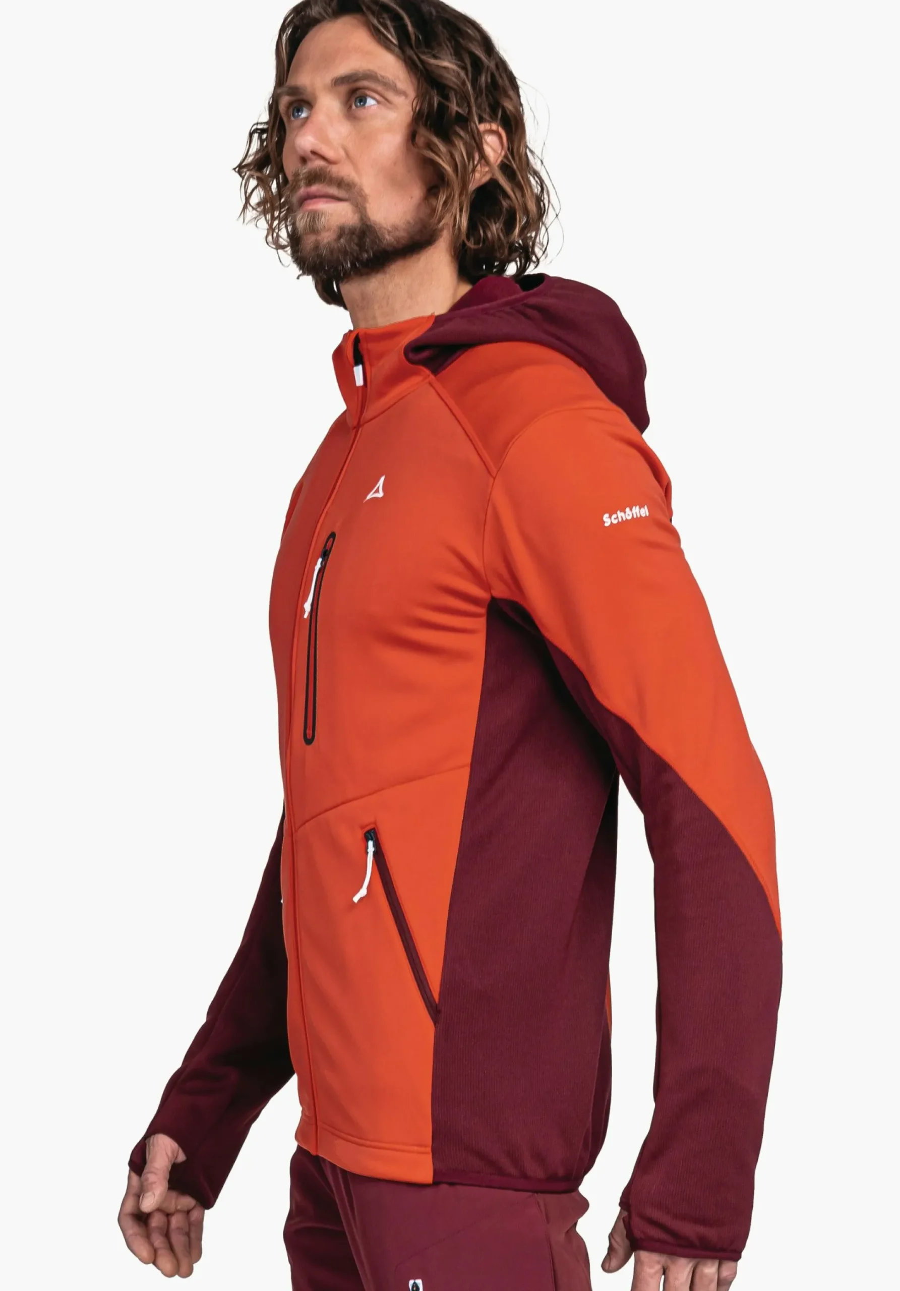 MEN SCHÖFFEL Trek & Hike<Sporty fleece hoody in material mix orange