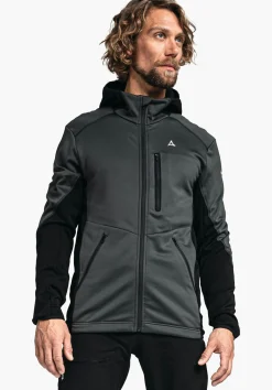 MEN SCHÖFFEL Trek & Hike<Sporty fleece hoody in material mix orange