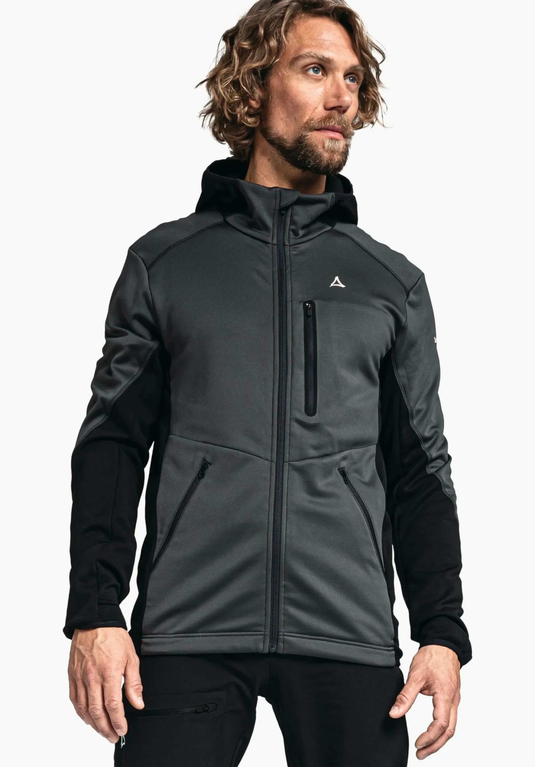 MEN SCHÖFFEL Trek & Hike<Sporty fleece hoody in material mix orange