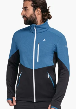 MEN SCHÖFFEL Trek & Hike<Sporty fleece jacket in material mix blue