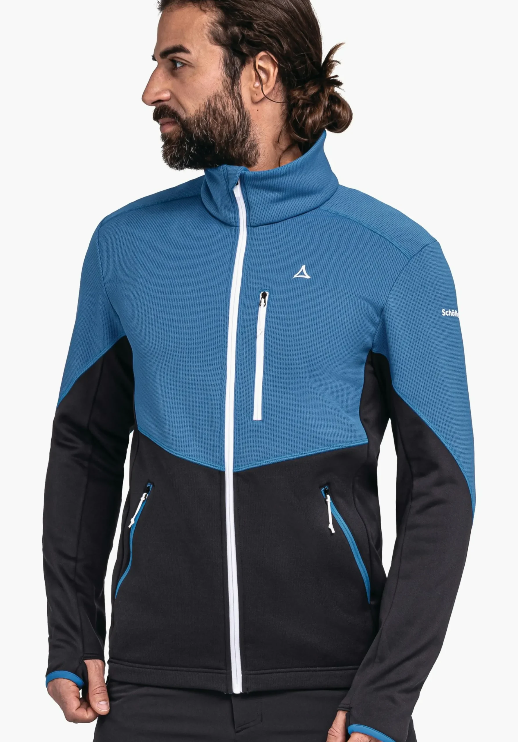MEN SCHÖFFEL Trek & Hike<Sporty fleece jacket in material mix blue