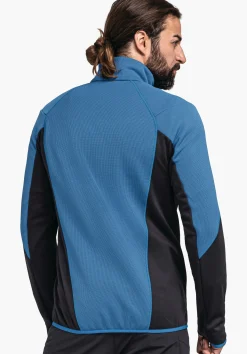 MEN SCHÖFFEL Trek & Hike<Sporty fleece jacket in material mix blue