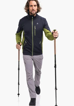 MEN SCHÖFFEL Trek & Hike<Sporty fleece jacket in material mix blue