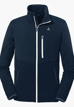 MEN SCHÖFFEL Trek & Hike<Sporty fleece jacket in material mix blue
