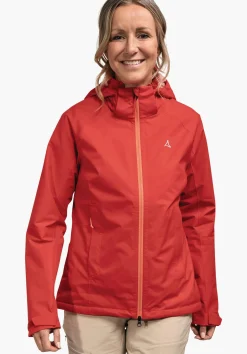 WOMEN SCHÖFFEL Trek & Hike|Outdoor Jackets<Stretchy rain jacket with pack-away bag red