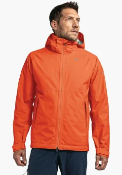 MEN SCHÖFFEL Trek & Hike|Outdoor Jackets<Stretchy rain jacket with pack-away bag orange