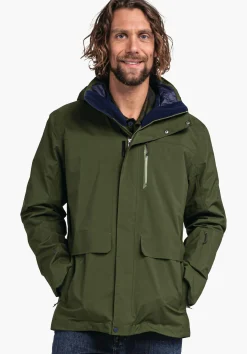 MEN SCHÖFFEL Travel/Leisure|Double Jackets<Waterproof and fashionable 3in1 parka green
